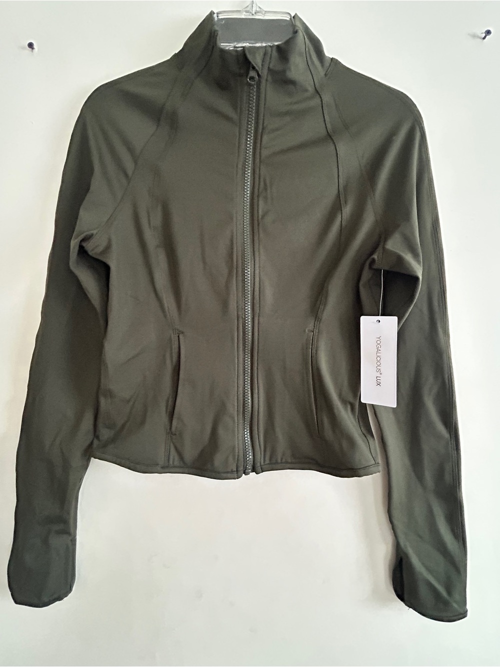 NWT Yogalicious Lux Olive Green Full-Zip Jacket